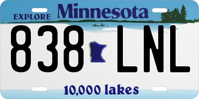 MN license plate 838LNL
