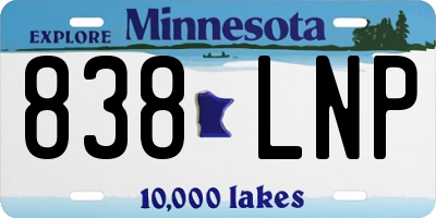 MN license plate 838LNP