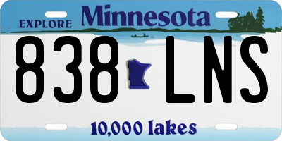 MN license plate 838LNS