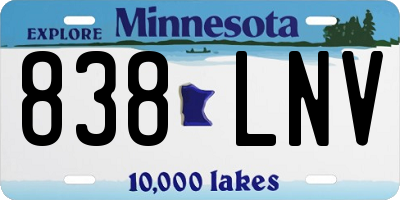MN license plate 838LNV