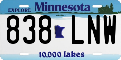 MN license plate 838LNW