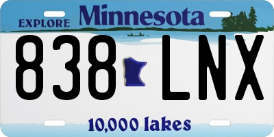 MN license plate 838LNX
