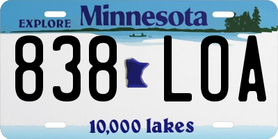 MN license plate 838LOA