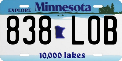 MN license plate 838LOB