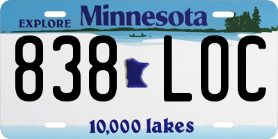 MN license plate 838LOC