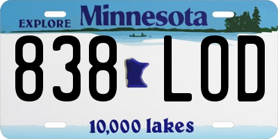 MN license plate 838LOD