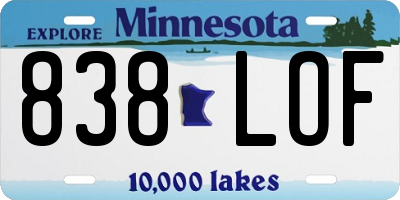 MN license plate 838LOF