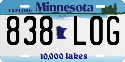 MN license plate 838LOG