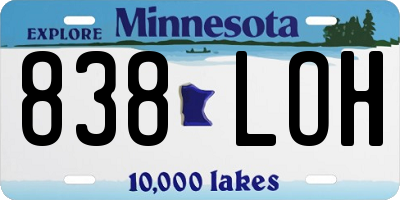 MN license plate 838LOH