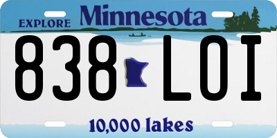 MN license plate 838LOI