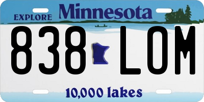 MN license plate 838LOM