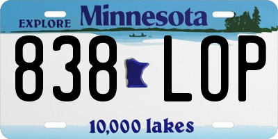 MN license plate 838LOP