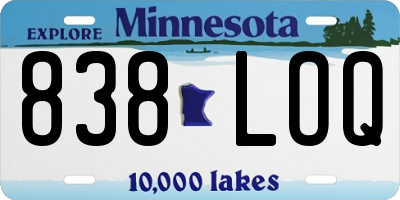 MN license plate 838LOQ