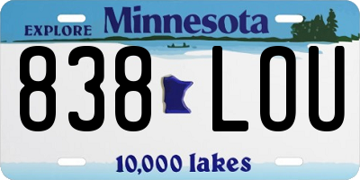 MN license plate 838LOU
