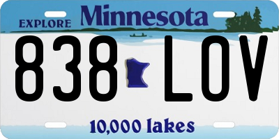MN license plate 838LOV