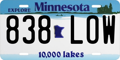 MN license plate 838LOW