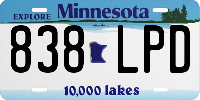 MN license plate 838LPD