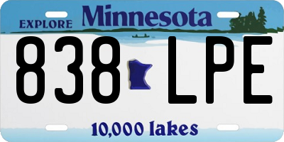 MN license plate 838LPE