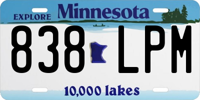 MN license plate 838LPM