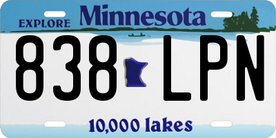 MN license plate 838LPN