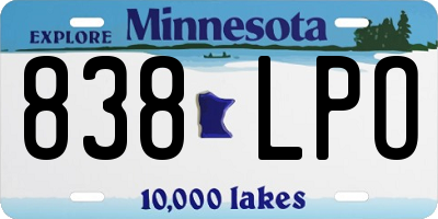 MN license plate 838LPO