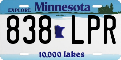 MN license plate 838LPR