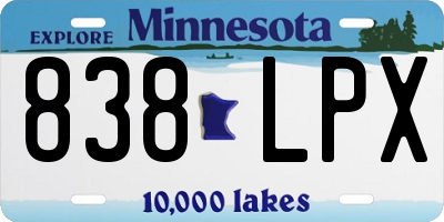 MN license plate 838LPX
