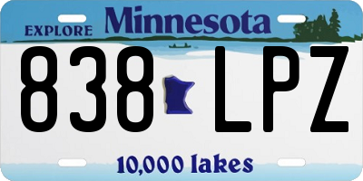 MN license plate 838LPZ