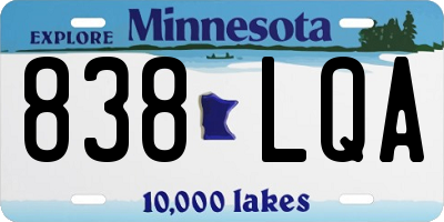 MN license plate 838LQA