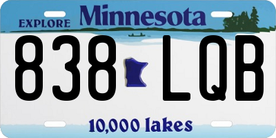 MN license plate 838LQB