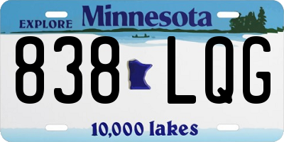 MN license plate 838LQG