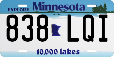 MN license plate 838LQI