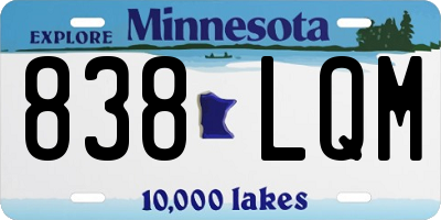 MN license plate 838LQM