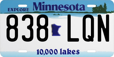 MN license plate 838LQN