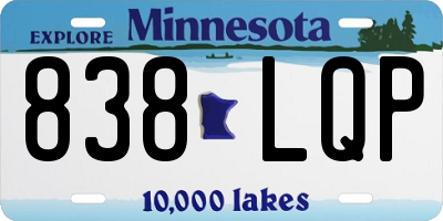 MN license plate 838LQP