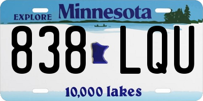 MN license plate 838LQU