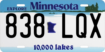 MN license plate 838LQX