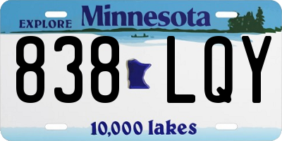 MN license plate 838LQY
