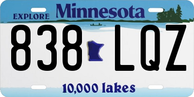 MN license plate 838LQZ