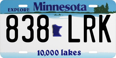 MN license plate 838LRK