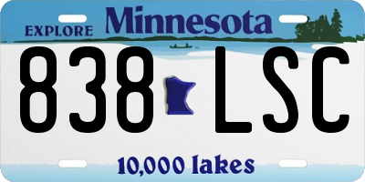 MN license plate 838LSC