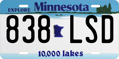 MN license plate 838LSD