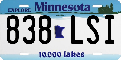 MN license plate 838LSI