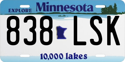 MN license plate 838LSK