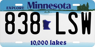 MN license plate 838LSW