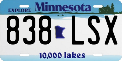 MN license plate 838LSX