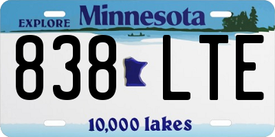 MN license plate 838LTE