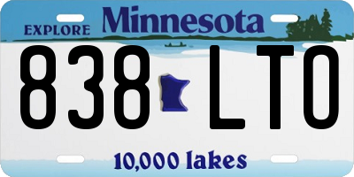 MN license plate 838LTO