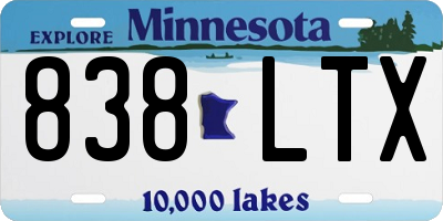 MN license plate 838LTX