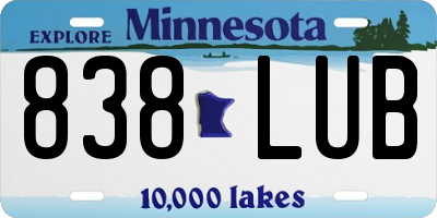 MN license plate 838LUB